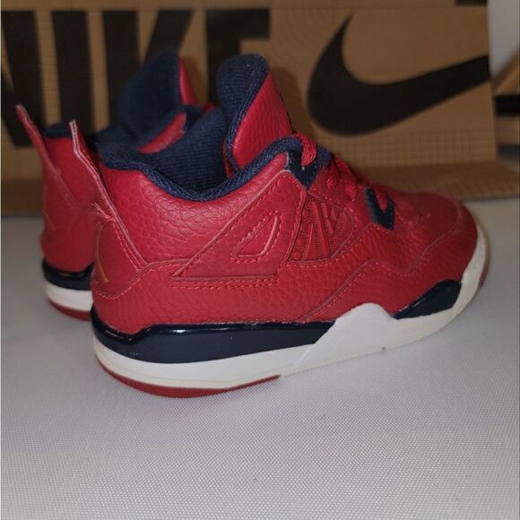 AIR JORDAN 4 RETRO SE 'FIBA' Gym Red White Metallic Gold Obsidian TD Size 9c - Picture 6 of 16